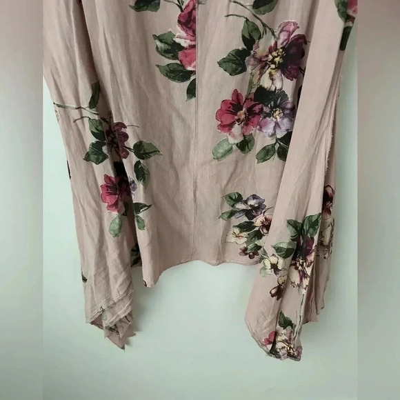 Made in Italy linen floral tunic top open side - Picture 10 of 12